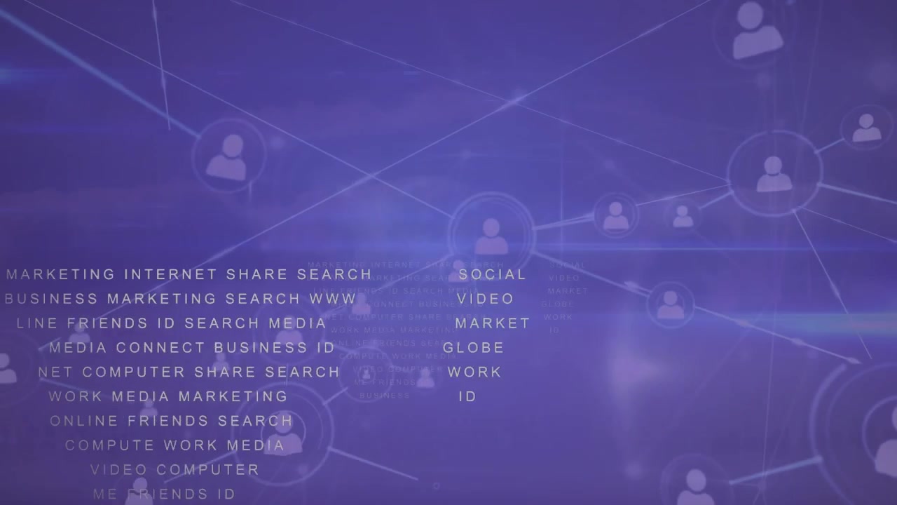 Animazione dell'elaborazione dati e rete di connessioni su sfondo blu