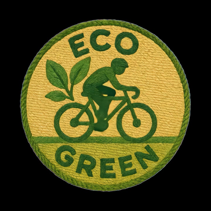 Patch ecologico verde ricamato con un ciclista