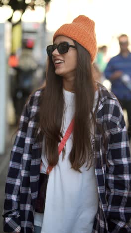 stylish woman walking on the street