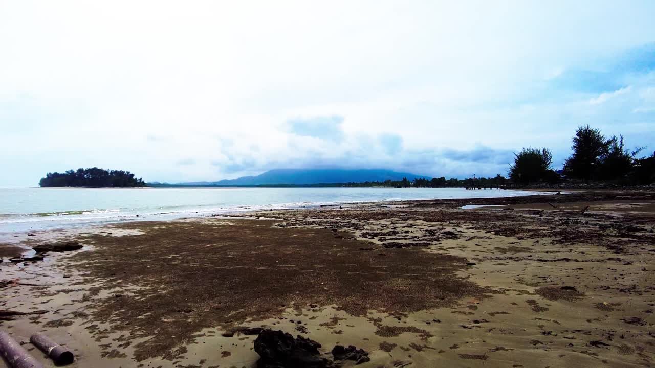 Beautiful Sematan White Sandy Beach Facing To The Open Sea,Sarawak,Borneo.