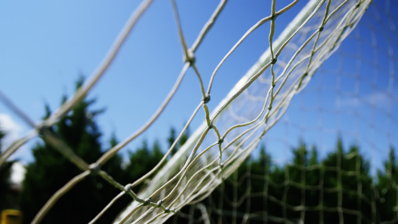 Net goal post in the field
