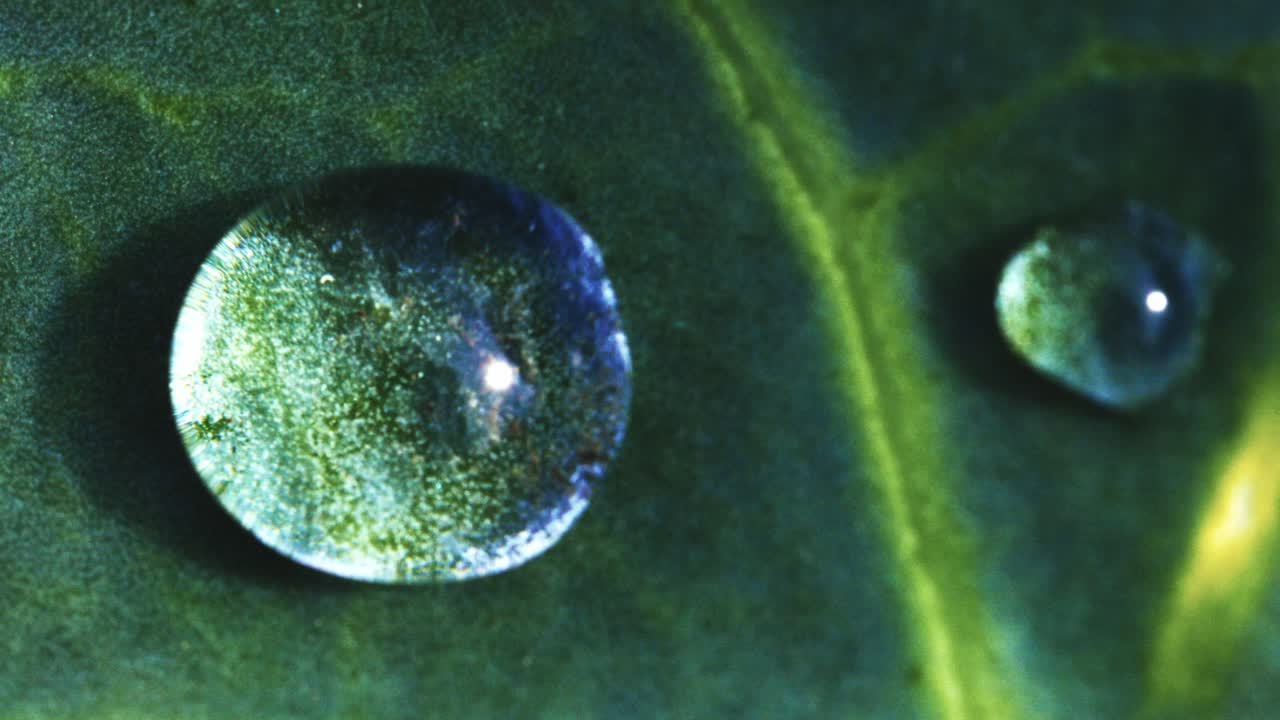 gotas de agua en una hoja