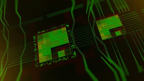 placa de circuitos abstractos con microchip pixelado