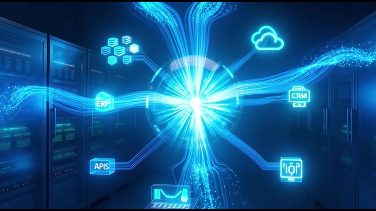 Digital Data Network Visualization in a Server Room