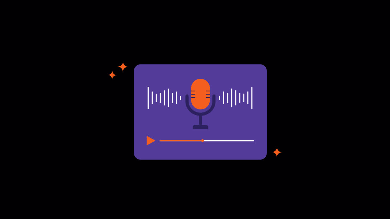 Animated Digital Audio Player Interface with Microphone and Waveform