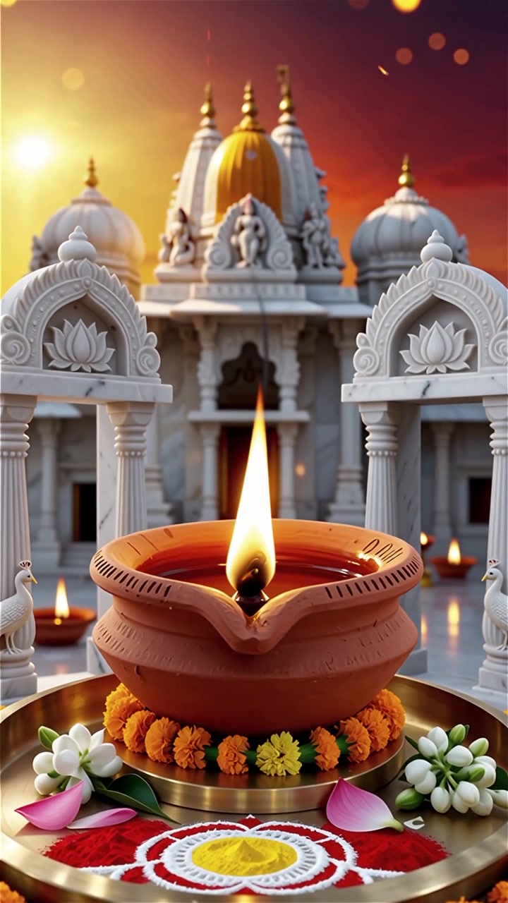 Sfondo del Festival Diwali con lanterne e decorazioni tradizionali Diyas.