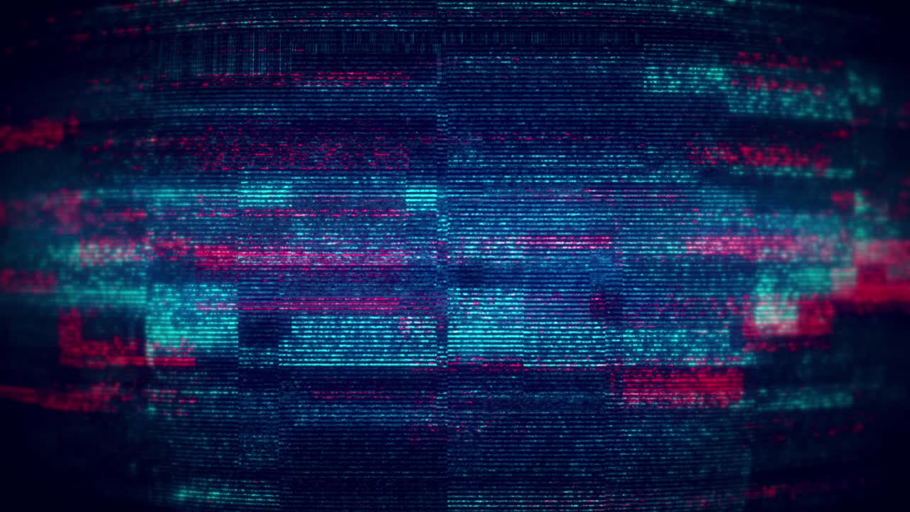 Digital Glitch Screen with Flickering Data Distortion