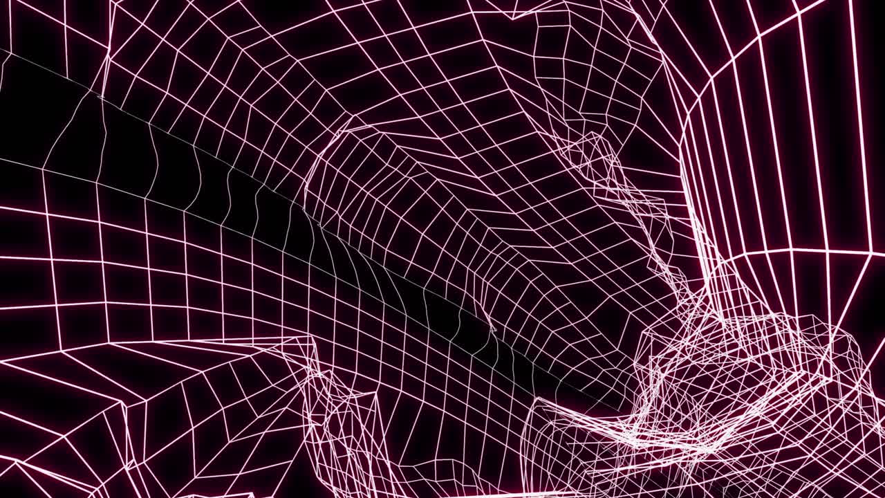 Abstract 3D Wireframe Grid in Pink Neon
