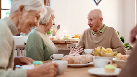 breakfast, elderly friends