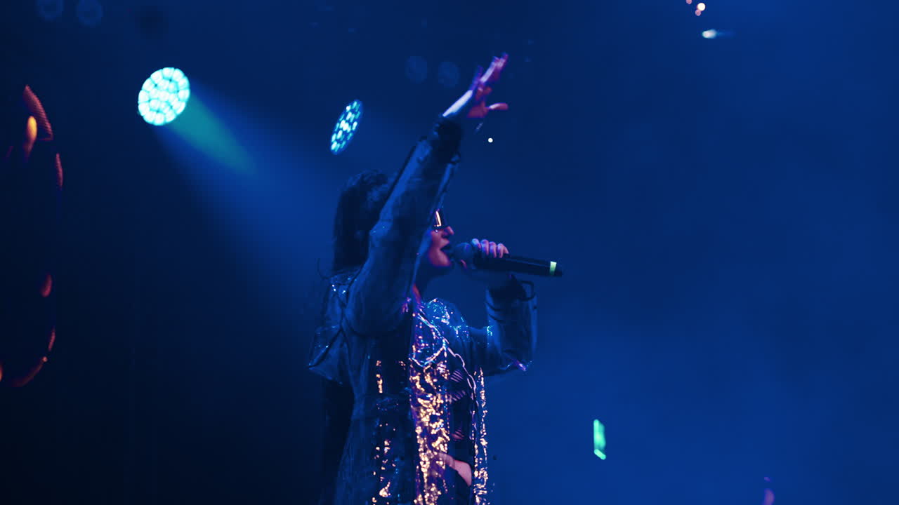 una cantante actuando en el escenario de un concierto