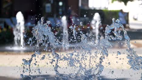 water splashes from fountain in slow motion
