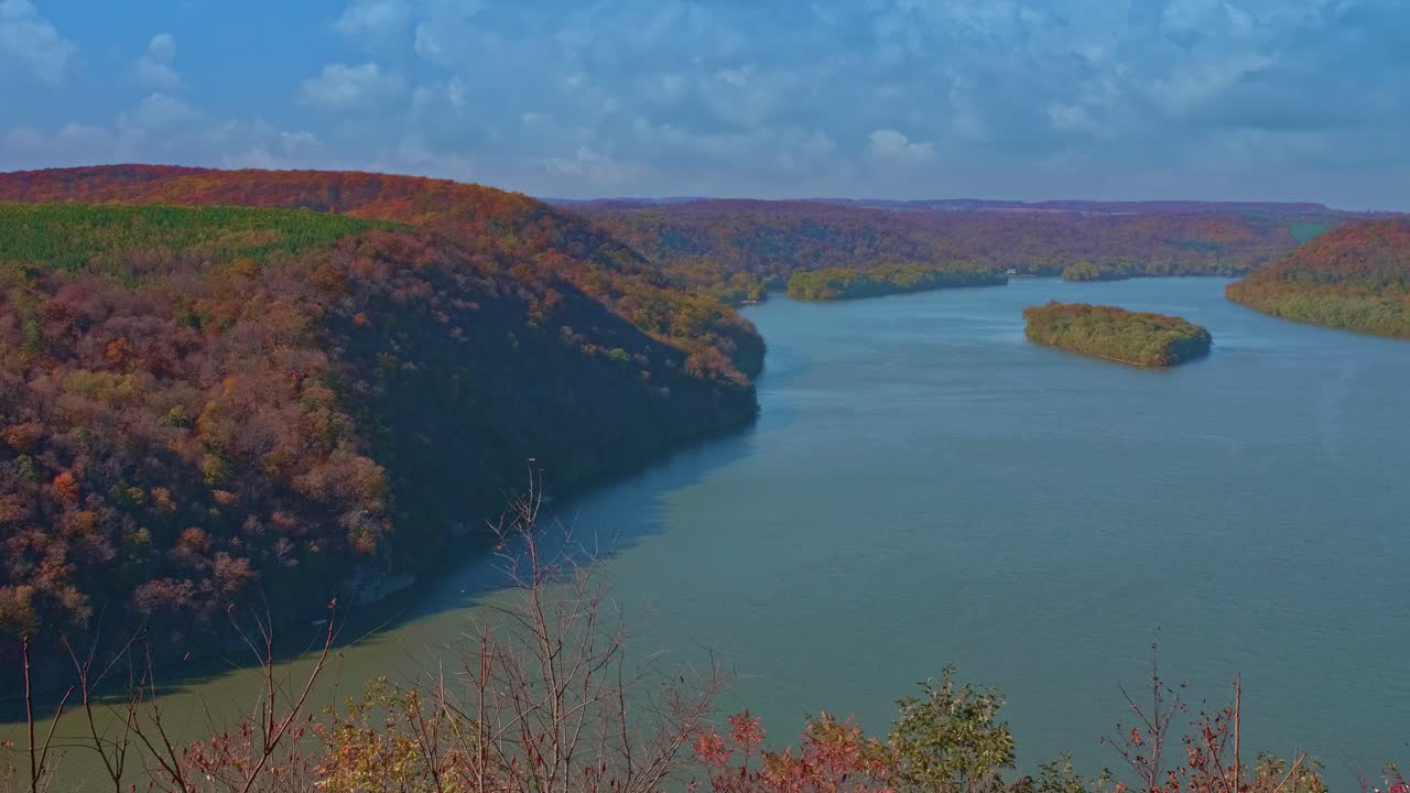 A View of Autumn Landscape Looking Over a River
