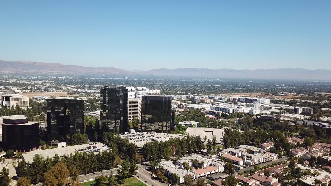 Aerial View of a City with Skyscrapers and Residential Areas
