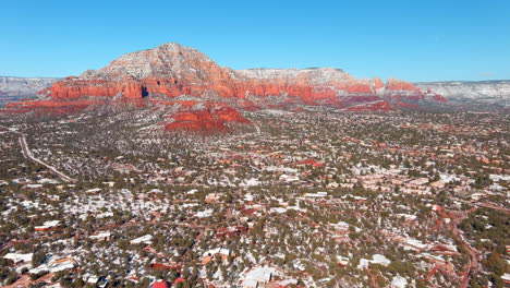 stunning mountain landscape with red rocky peaks, aerial view, arizona usa