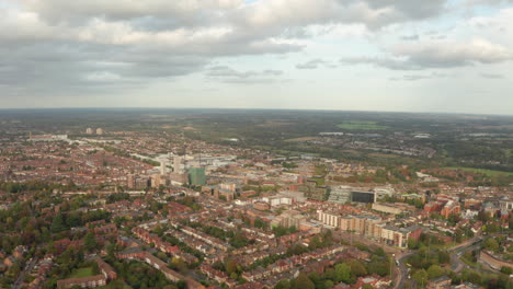 aerial shot towards central watford town