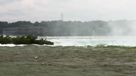 Flujo-Rápido-De-Las-Vastas-Cataratas-Del-Niágara-En-El-Condado-De-Niágara,-Nueva-York,-Estados-Unidos