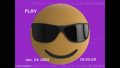 animación del icono emoji de las gafas de sol sobre la pantalla con ruido