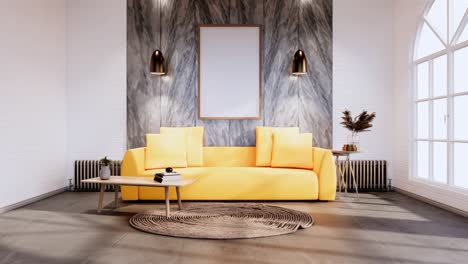loft style with white wall on wooden floor and sofa armchair on carpet.3d rendering