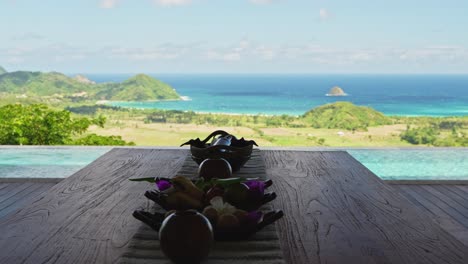 wooden fruit platter with local ingredients and wine