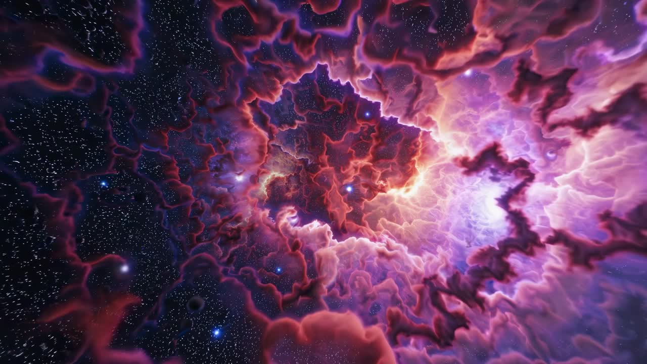 las nebulosas y los planetas giran en una danza cósmica, creando un fascinante espectáculo de luz, color y movimiento a través de la vasta extensión del espacio
