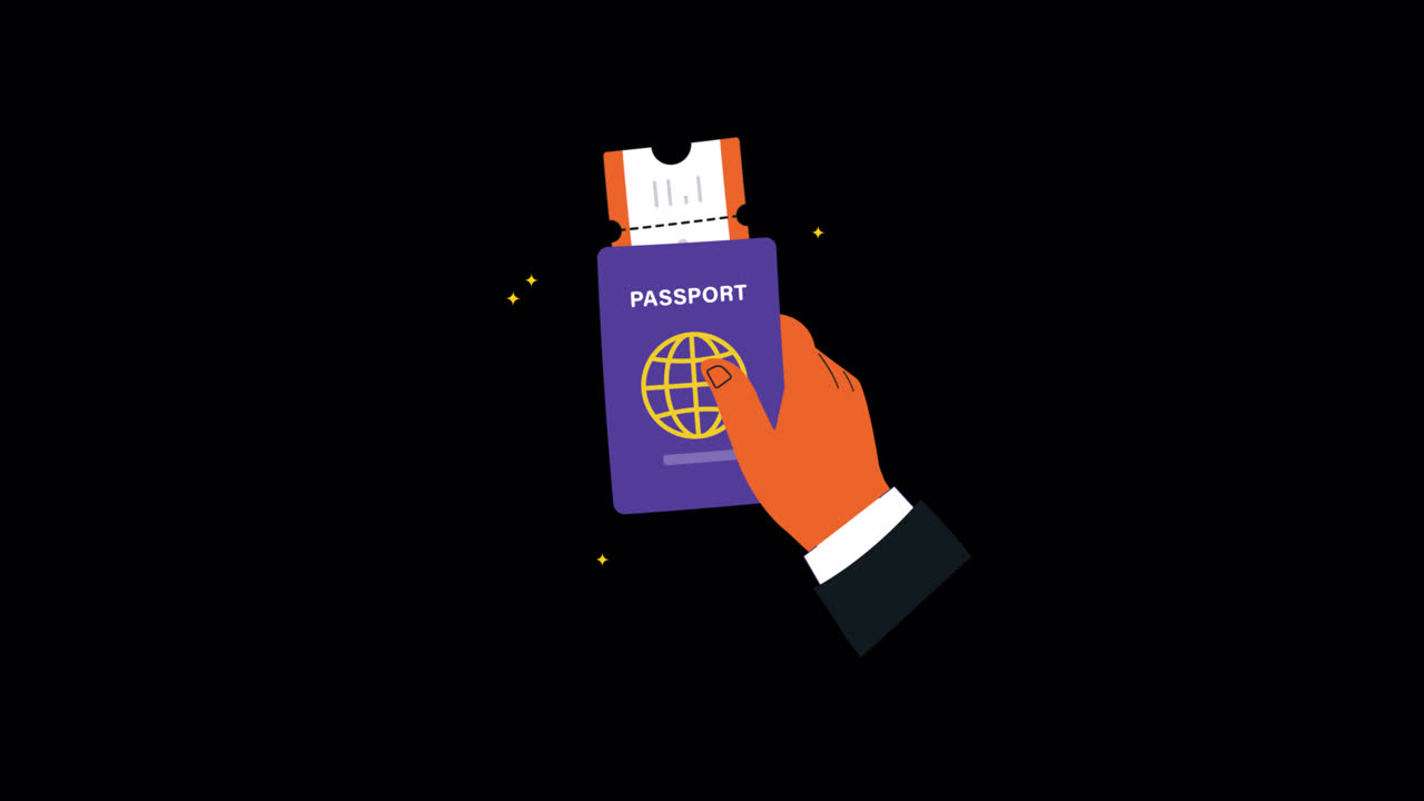 Animated Hand Holding Passport and Boarding Pass