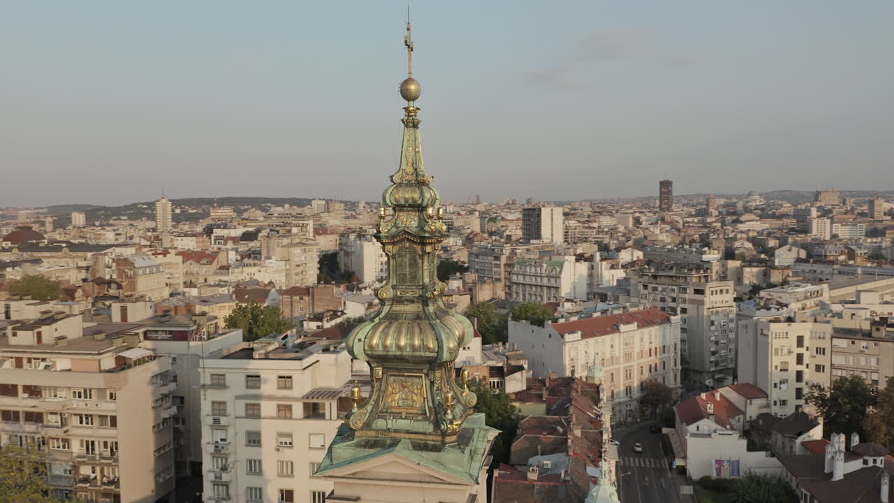 St. Michael's Cathedral, Belgrade, Serbia with Cityscape in background.
