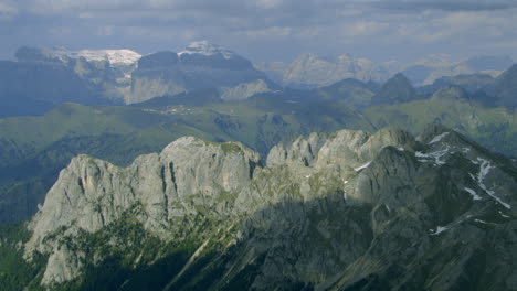 aerial landscape panorama of italy's dolomite alps mountaintop peaks