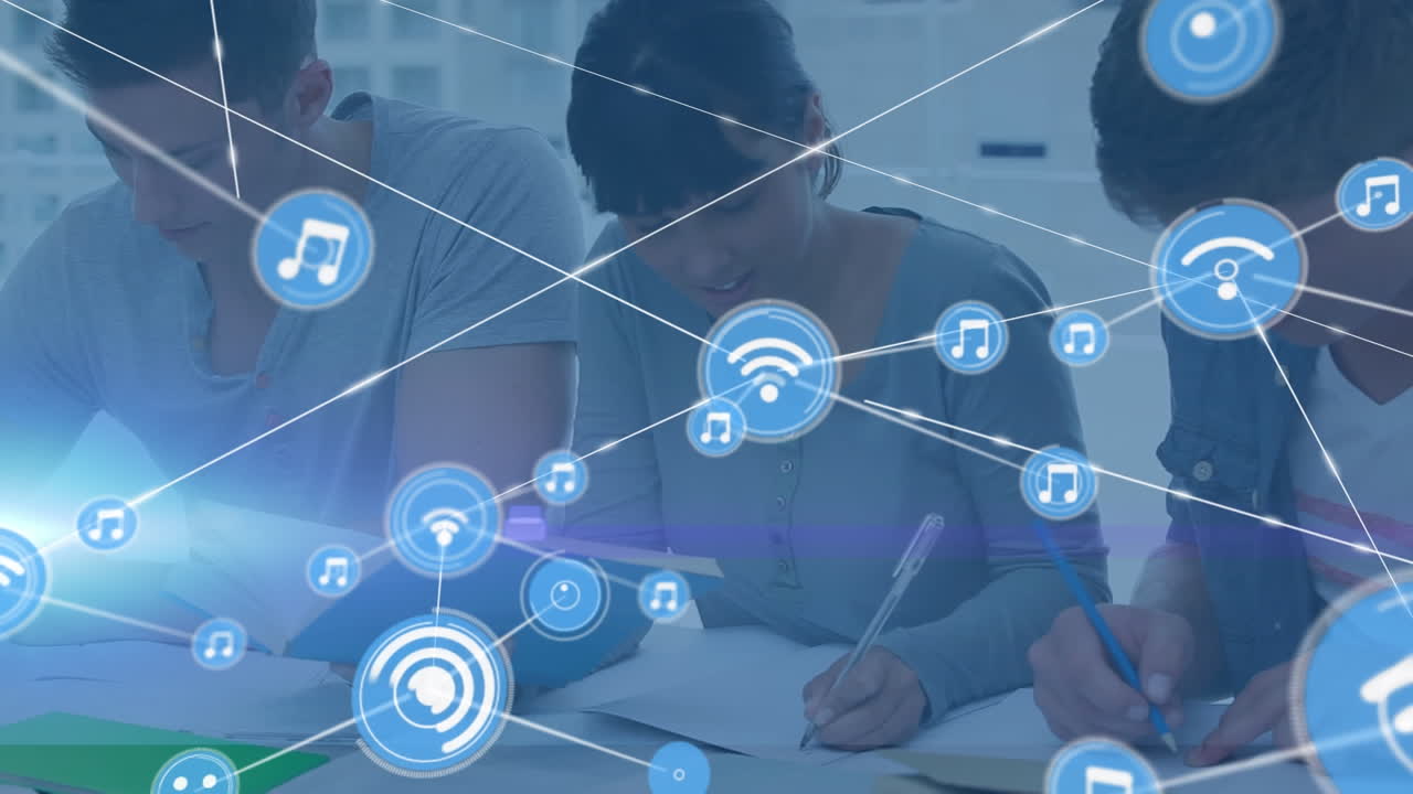 비즈니스 동료에 대한 아이콘과 연결 네트워크의 애니메이션