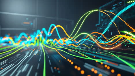 Abstract Data Visualization with Glowing Lines and Waves
