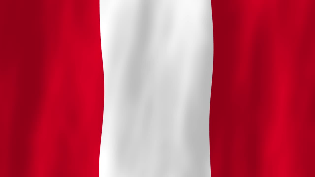 Peru flag country animation 3D symbol design waving in wind movement national patriotism world culture emblem banner republic South America red white stripes