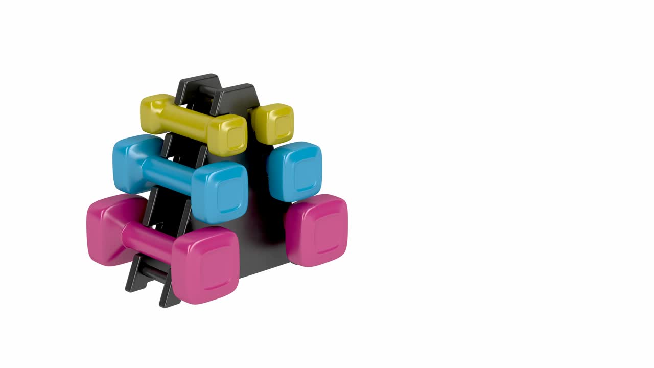 플라스틱 덤벨을 가진 랙