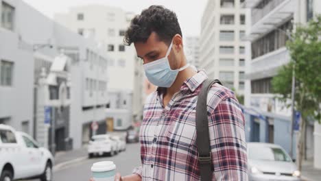 caucasian man wearing a coronavirus covid19 mask