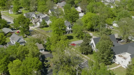 aerial drone view of idyllic villages in siloam springs, benton county, arkansas, united states