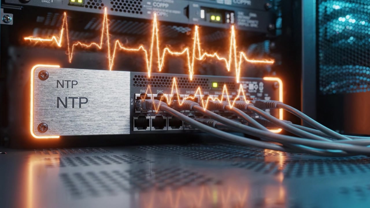 Monitoring Network Time Protocol (NTP) Server with Heartbeat Visualization in a Modern Data Center Equipped with High-Performance Networking Gear.