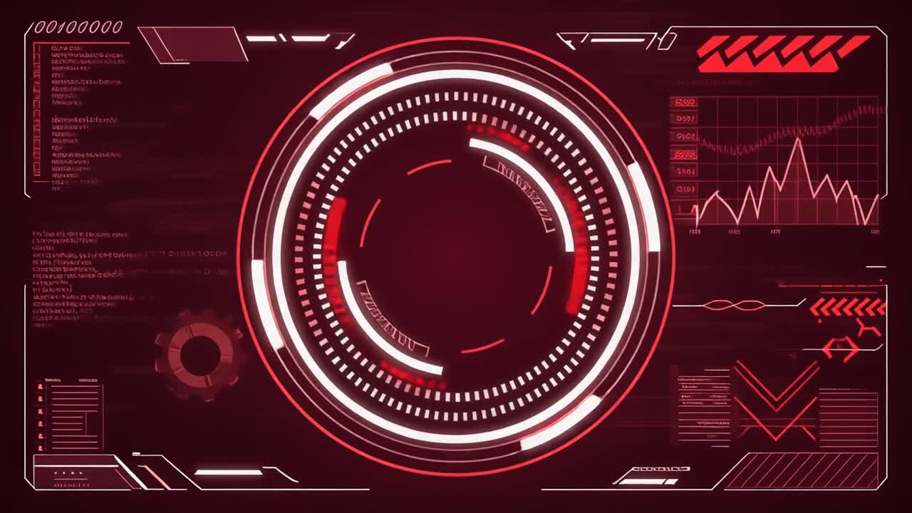 Futuristic Red Digital Head-Up Display Interface Animation
