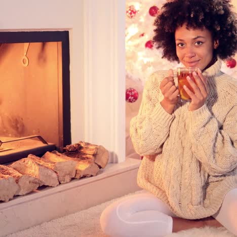 happy young woman relaxing at christmas