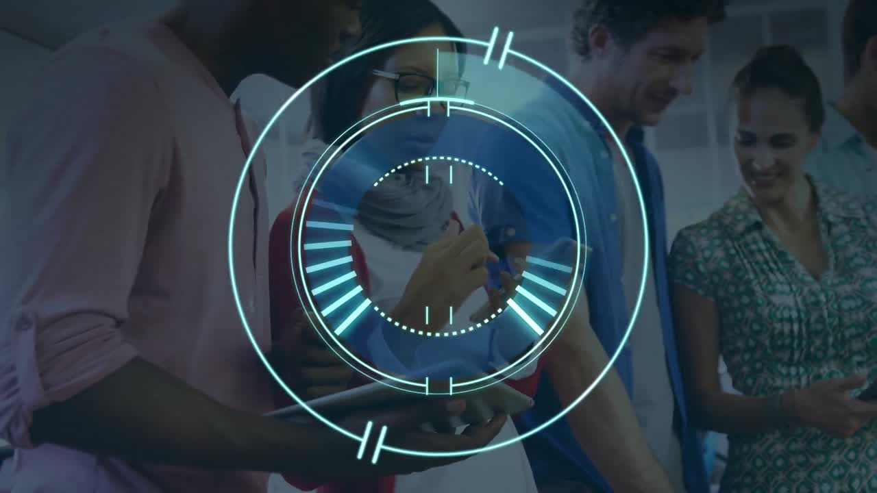 animación de la interfaz digital sobre la gente de negocios que habla