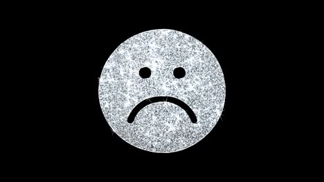 unhappy face icon shining glitter loop blinking particles .
