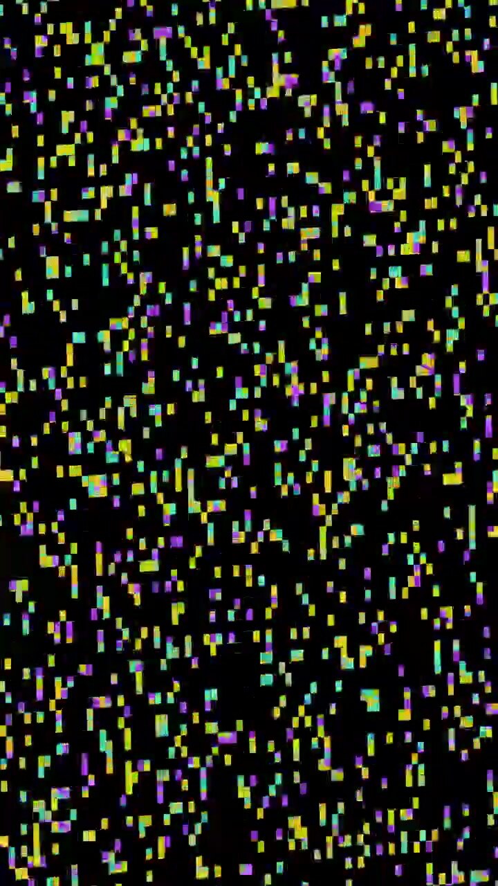 Effetto Glitch Digitale Astratto con Pixel Colorati Fluttuanti