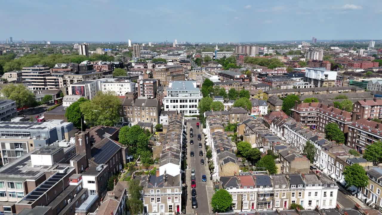 Streets and roads Bethnal Green East London UK drone,aerial