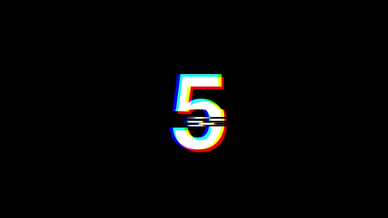 Digital Glitch Countdown from Ten to One