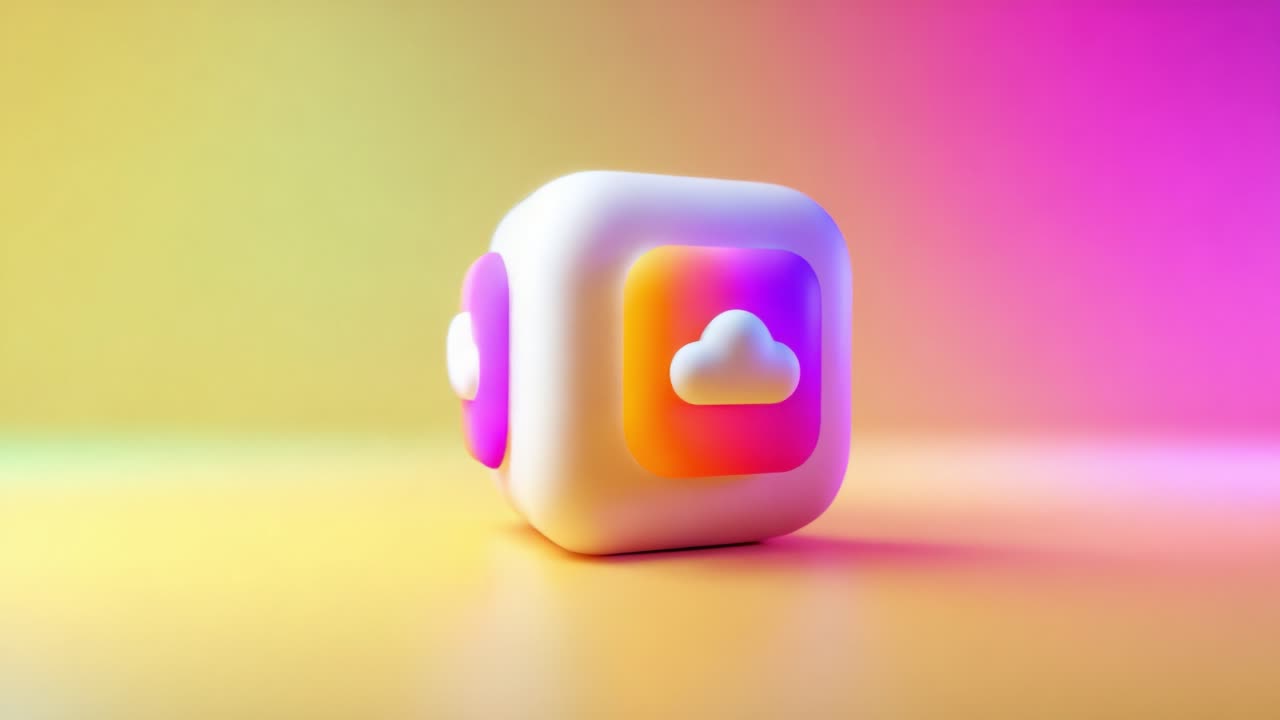 Stylized Cloud Icon Representing Modern Application Interface with Colorful Gradient Background for Digital and Technological Innovation Showcase