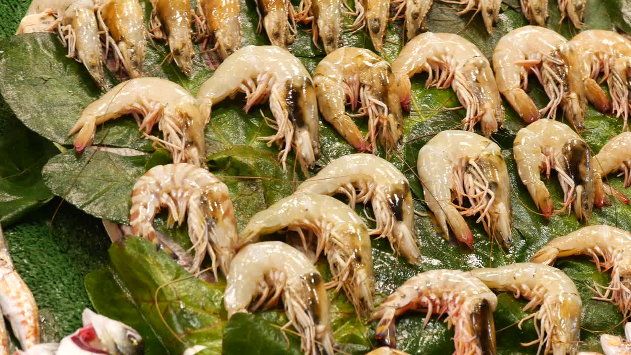 생선 시장 에서 신선 한 새우