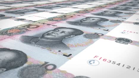 banknotes of ten renminbi chinese rolling on screen, cash money, loop