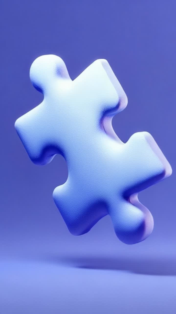 Floating Blue Puzzle Piece against a Smooth Gradient Background, Symbolizing Problem Solving and Creativity in Design and Conceptual Thinking