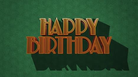 3d happy birthday text with shadow and highlight effect on green pattern