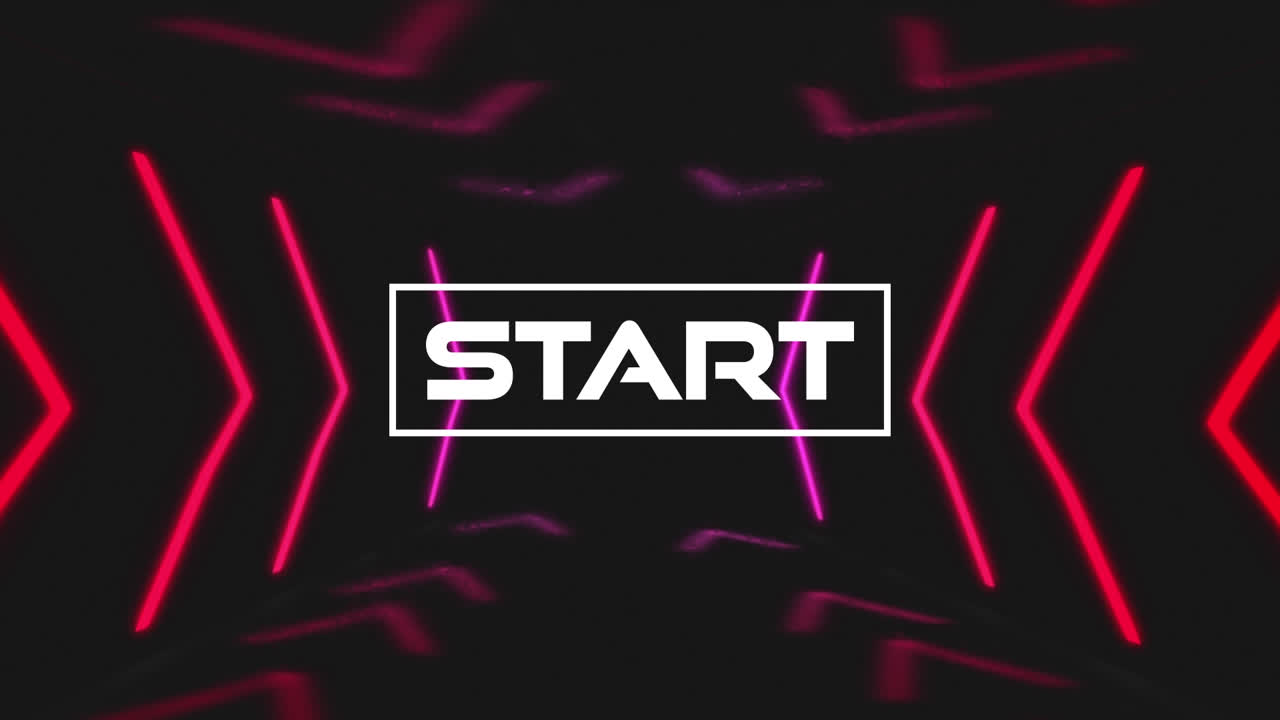 Animation of start and neon lines on black background