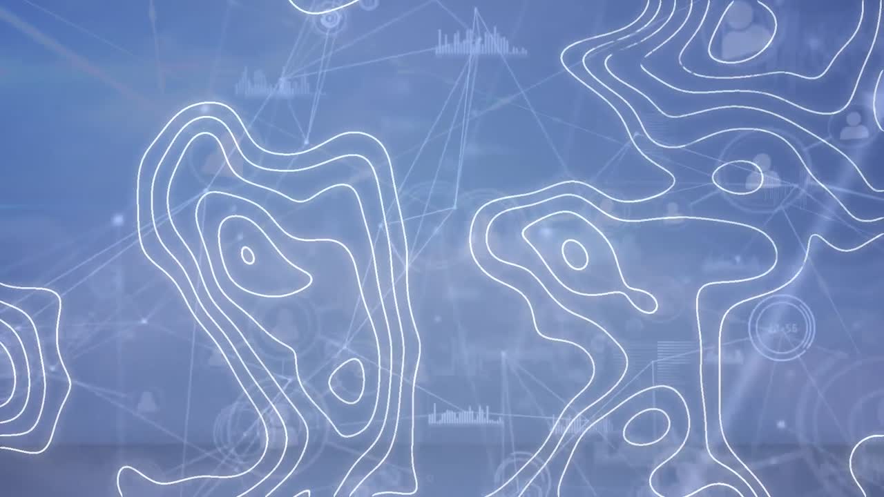 파란색 배경 위의 연결 네트워크의 애니메이션