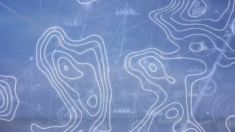 Animation of network of connections over blue background