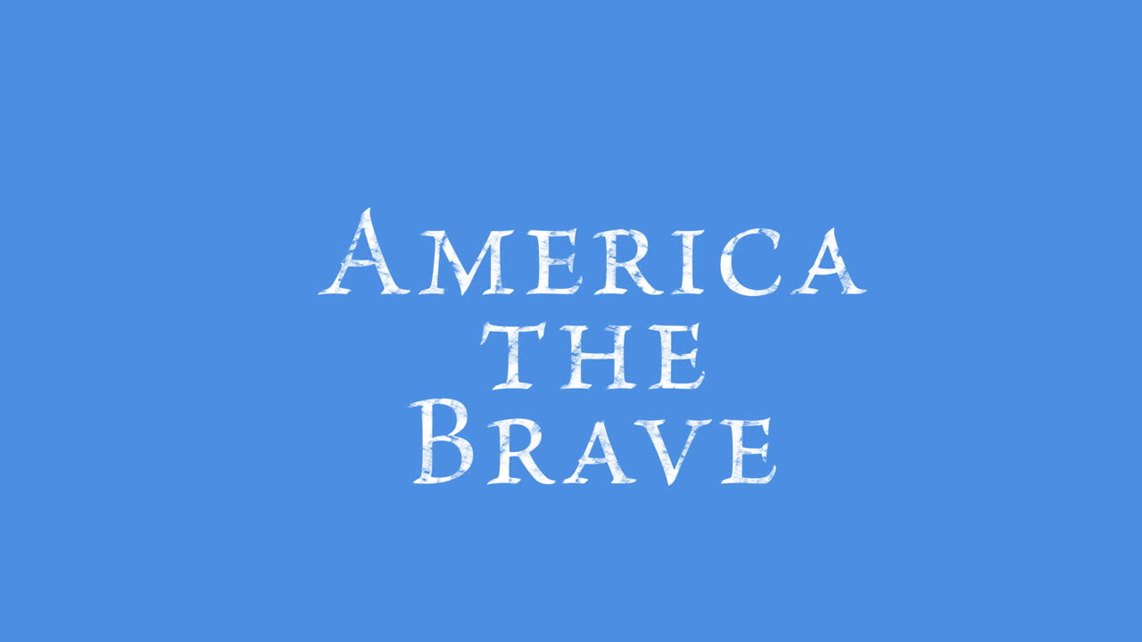 animación de américa el texto valiente sobre fondo azul